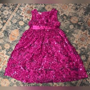 Blueberi Boulevard Pink Floral Applique Sequin Dress 6X